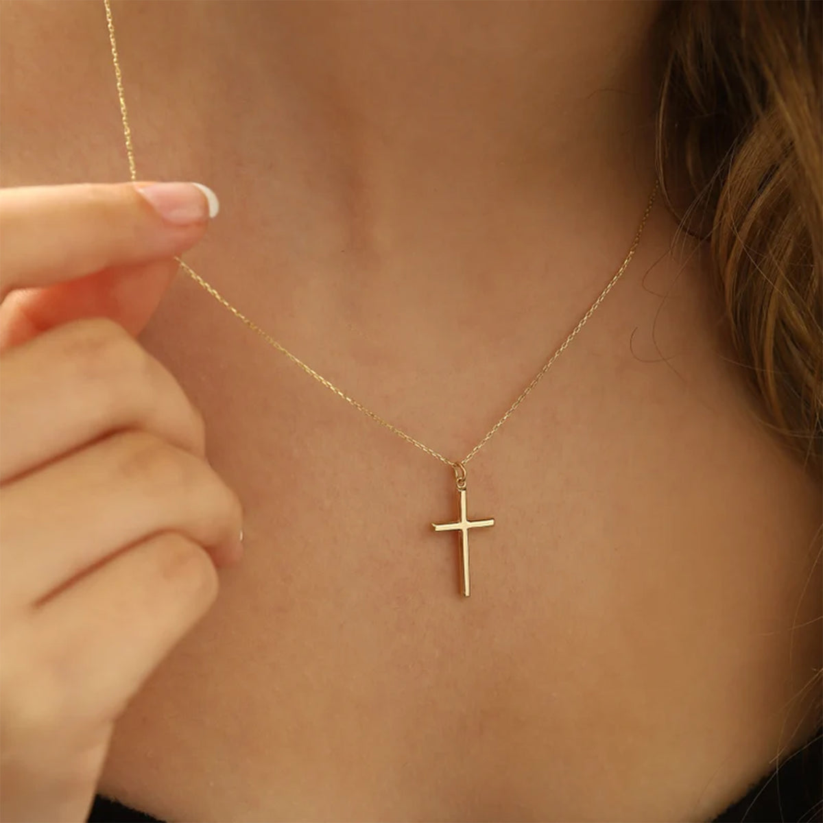 Gold Silver Cross Necklace for Women