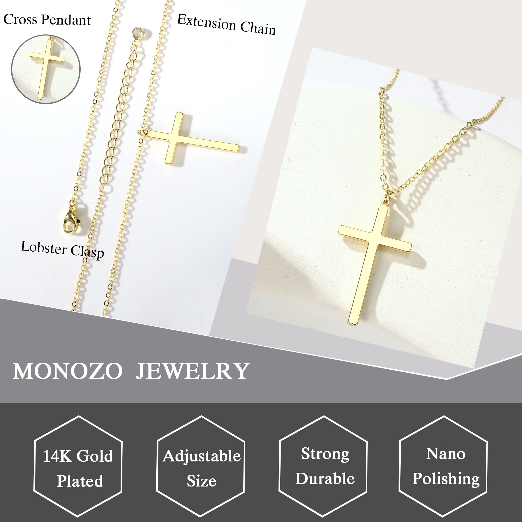 Gold Silver Cross Necklace for Women