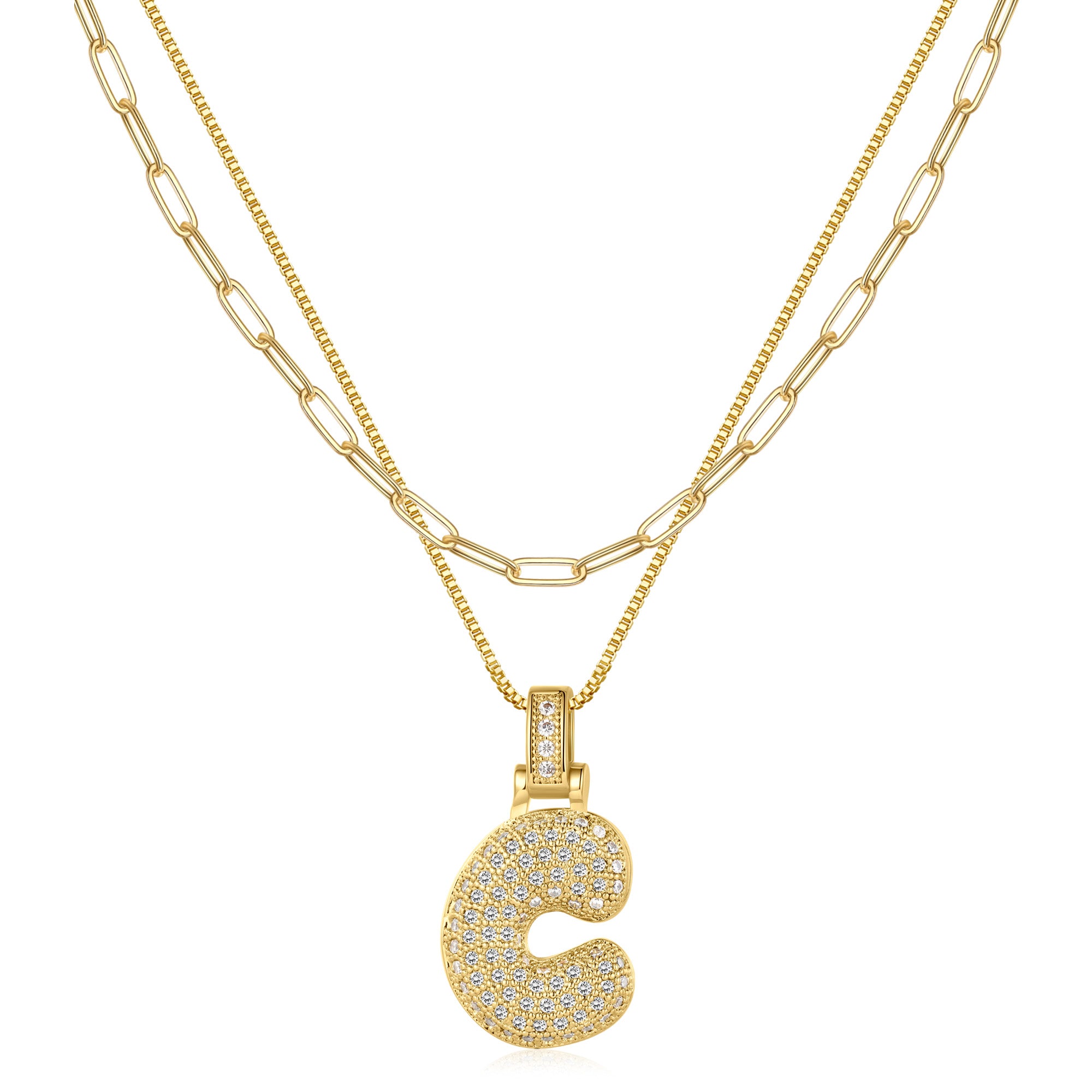 Bubble Initial Necklace Gold Bubble Letter A Initial Necklaces for Women