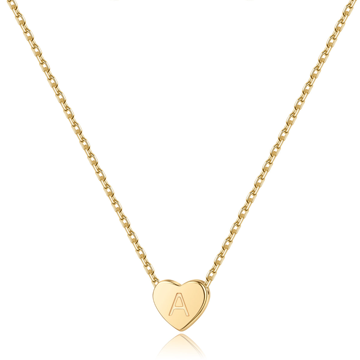 Turandoss S925 Sterling Silver Heart Initial Necklace for Women Girls, 18K Gold Letter Pendant Necklace, Gold Jewelry for Women, Gifts for Girls, 16+3