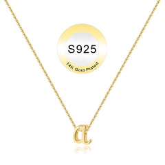 Turandoss S925 Sterling Silver Initial Necklace for Women Girls, Dainty 18K Gold Letter Necklace, Gold Jewelry for Women, Gifts for Girls, 16+3Inches