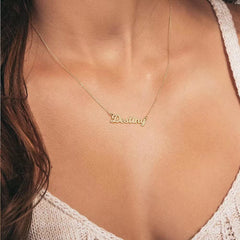 Turandoss Zoe Necklace, Custom Name Necklace Personalized 14K Gold Plated Zoe Name Plate Necklace Personalized Name Necklace for Women