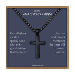 Turandoss Black Cross Necklace for Men Fathers Sons Husbands Stainless Steel Chain Cross Pendant Necklace Birthday Teacher Appreciation Graduation Fathers Day Gifts for Him Her Men Son Dad Boys Girls