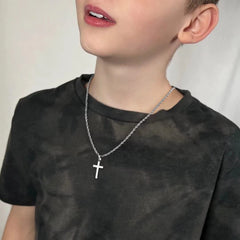 Turandoss Gold Plated Stainless Steel Stackable Cross Pendant Necklace for Men Cuban Link Chain 16-22 Inch Jewelry Birthday Christian Gifts for Men Boys Women