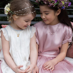 Turandoss Flower Girl Gifts, Heart Initial Pearl A Necklace Flower Girl Proposal Dainty Letter Necklace Gifts From Bride, Bridesmaid Wedding Christmas Gift for Girls Flowers Necklaces