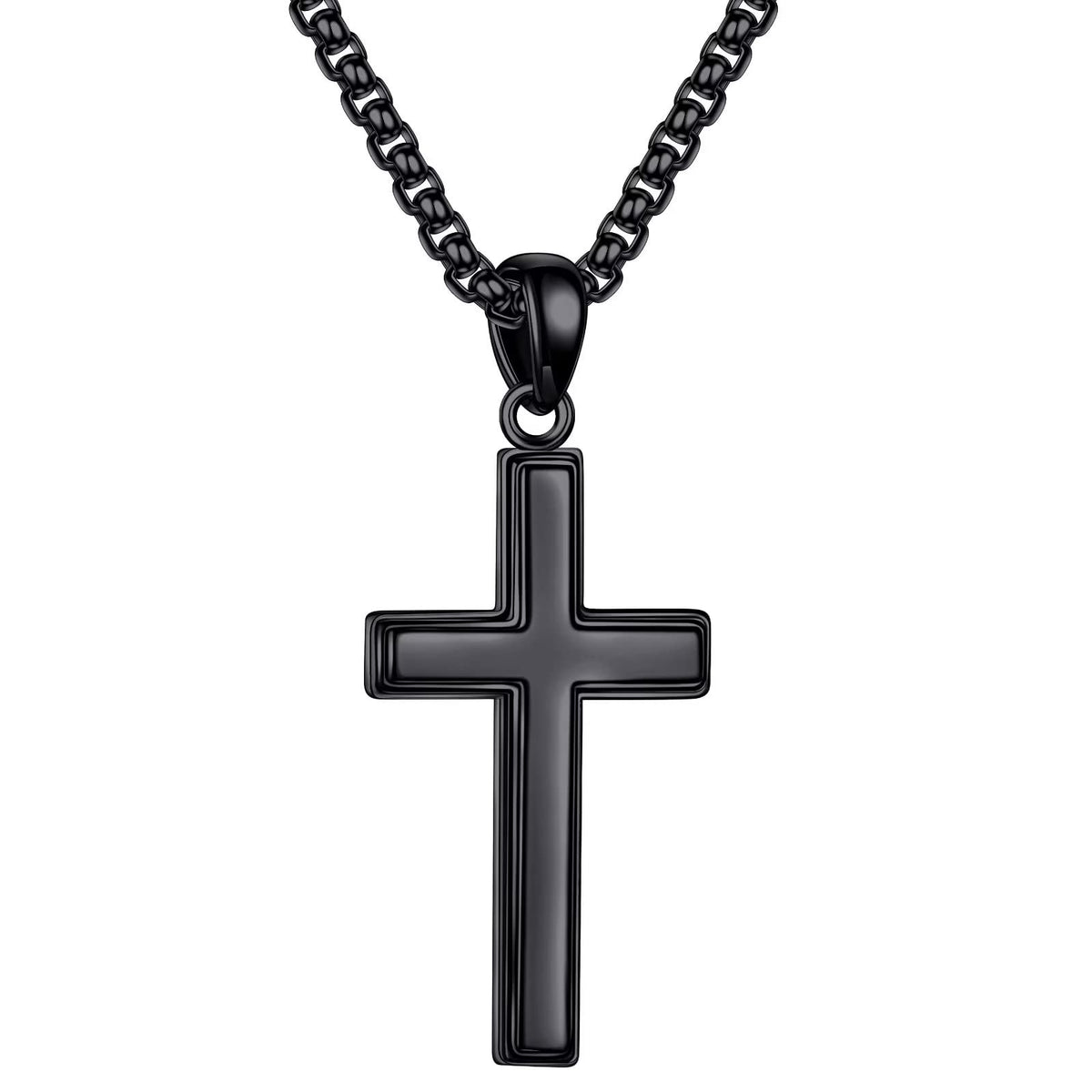 Turandoss 925 Sterling Silver Cross Pendant Necklace for Men Boys 18K Silver Plated 16-22 inch Box Chain Unisex Jewelry Christian Religious Birthday Fathers Day Gifts for Men Women Dad Son