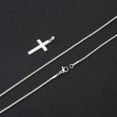Turandoss 925 Sterling Silver Cross Pendant Necklace for Men Boys 18K Silver Plated 16-22 inch Box Chain Unisex Jewelry Christian Religious Birthday Fathers Day Gifts for Men Women Dad Son