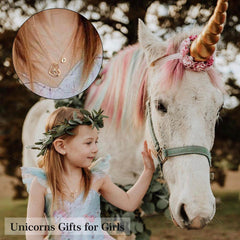 Turandoss 14K Gold Plated Colorful Cz Initial Unicorn Heart Pendant Necklaces for Teens Little Girls Daughter Kids Jewelry Birthday Easter Gifts for Kids Her Women Girls