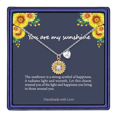 Turandoss Initial Sunflower Necklace for Women Trendy 14k Gold Plated CZ Heart Letter Pendant Jewelry Birthday Teacher Appreciation Mothers Day Graduation Gifts for Her Mom Kids Teen Girls Wife Ideas