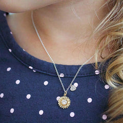 Turandoss Initial Sunflower Necklace for Girls Trendy 14k Gold Plated CZ Heart Letter a-z Pendant You are My Sunshine Personalized Kids Jewelry Birthday Gifts for Women Teen Girls