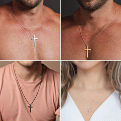 Turandoss Silver Cross Necklaces for Men Boys 316L Stainless Steel Pendant 16-30 inch Chain Jewelry Catholic Teacher Appreciation Graduation Fathers Day Gifts for Him Her Men Son Dad Boys Girls