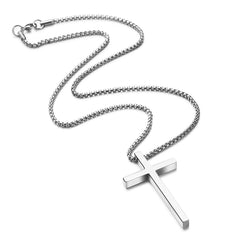 Turandoss Silver Cross Necklaces for Men Boys 316L Stainless Steel Pendant 16-30 inch Chain Jewelry Catholic Teacher Appreciation Graduation Fathers Day Gifts for Him Her Men Son Dad Boys Girls