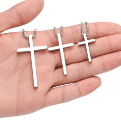 Turandoss Silver Cross Necklaces for Men Boys 316L Stainless Steel Pendant 16-30 inch Chain Jewelry Catholic Teacher Appreciation Graduation Fathers Day Gifts for Him Her Men Son Dad Boys Girls