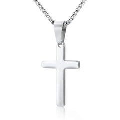 Turandoss Cross Necklace for Men Stainless Steel Silver Gold Plain Cross Pendant Necklace Simple Jewelry 16-24 Inches Chain Christian Valentines Day Birthday Gifts for Men Women Teen Boy