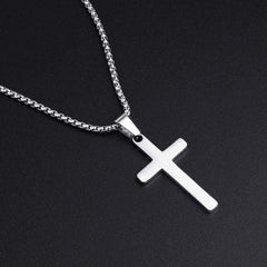 Turandoss Cross Necklace for Men Stainless Steel Silver Gold Plain Cross Pendant Necklace Simple Jewelry 16-24 Inches Chain Christian Valentines Day Birthday Gifts for for Men Women Teen Boy