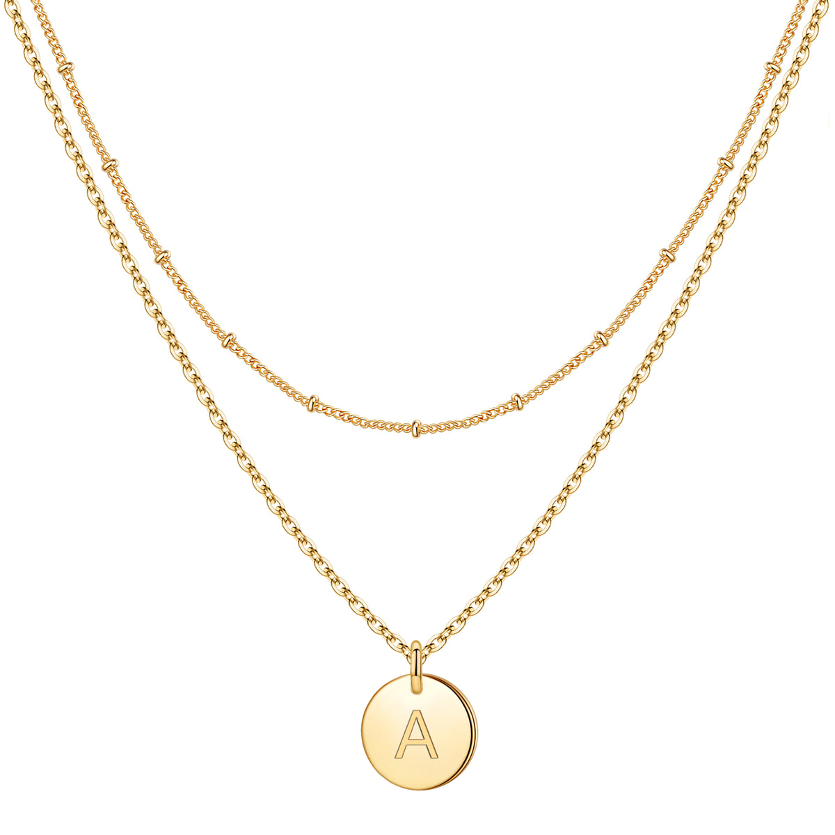 Turandoss Dainty 14K Gold Plated Layered Initial Pendant Necklace for Women Adjustable Fashion Knot Chain Letter A-Z Jewelry Easter Birthday Gifts for Women Teen Girls Age 16-18