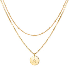 Turandoss Dainty 14K Gold Plated Layered Initial Pendant Necklace for Women Fashion Chain Jewelry Birthday Teacher Appreciation Mothers Day Graduation Gifts for Her Mom Kids Teen Girls Wife Ideas