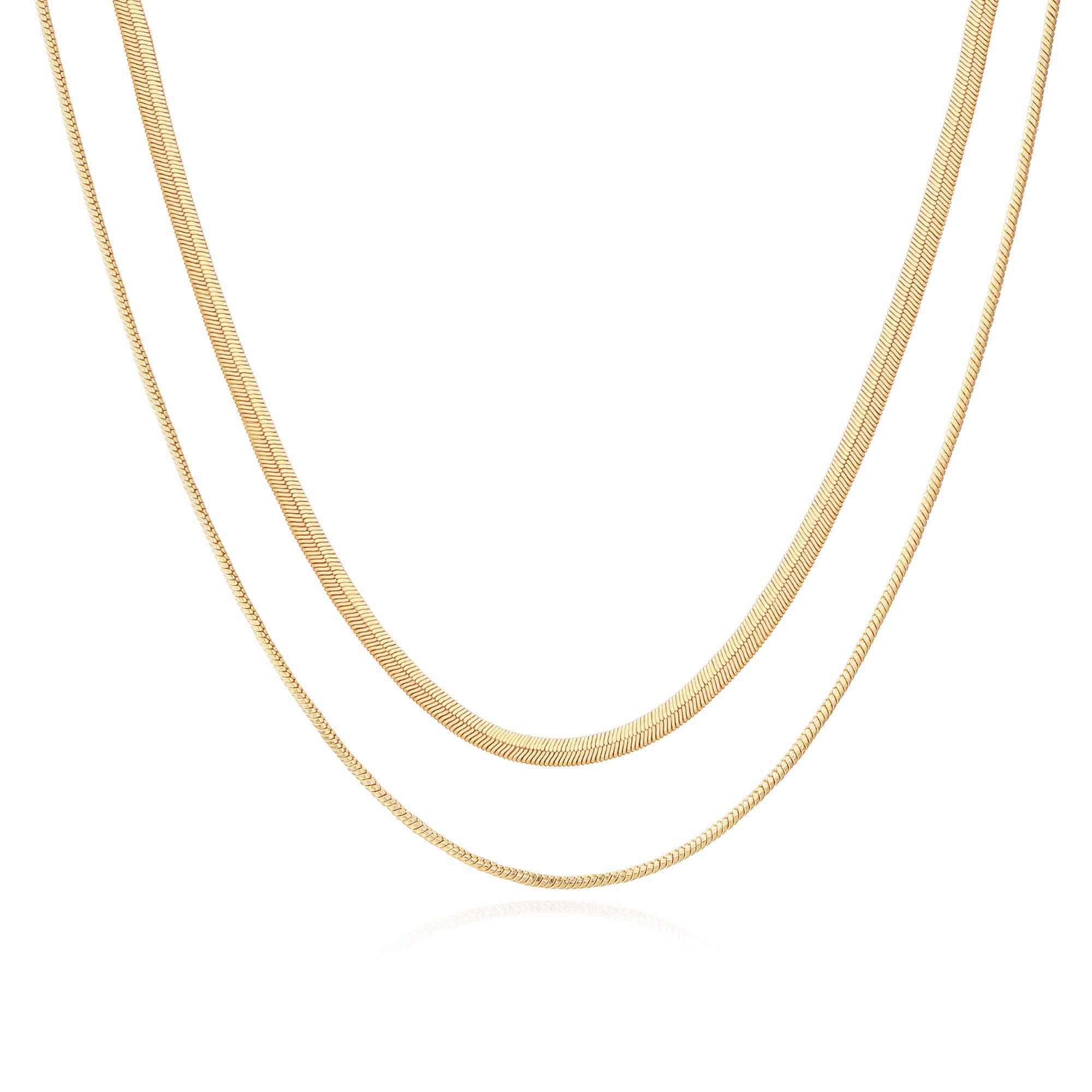 Layered Choker Necklaces for Women 14K Gold Plated Gold Twisted Rope Chain Chunky Stack Necklace Stack Snake Herringbone Chain Necklaces for Women Gold Jewelry Set Gifts