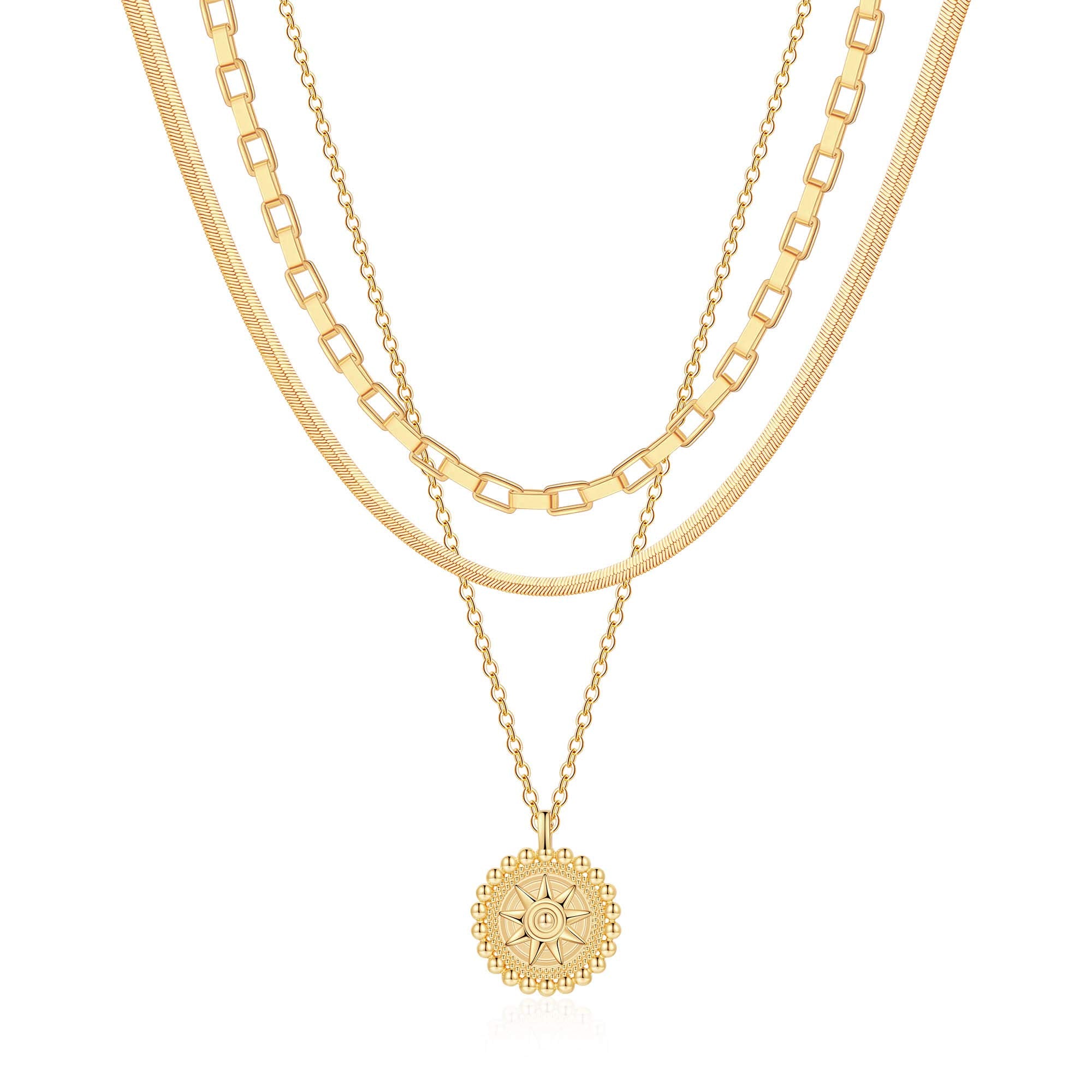 Layered Choker Necklaces for Women 14K Gold Plated Gold Twisted Rope Chain Chunky Stack Necklace Stack Snake Herringbone Chain Necklaces for Women Gold Jewelry Set Gifts