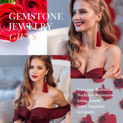 Turandoss Valentines Day Gifts for Her Red Garnet Pendant Necklace for Women S925 Sterling Silver Round Birthstone Jewelry January Birthday Mothers Day Gifts for Women Girls Her Girlfriend Wife Mom