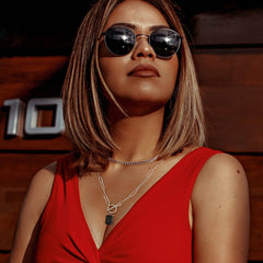 Turandoss Layered Necklaces for Women, 14K White Gold Plated Layering Cuban Link Chain Choker Necklaces Toggle Necklace Dainty Black Rectangle Necklace Boho Jewelry Silver Layered Necklaces for Women