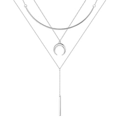 Turandoss Layered Necklace for Women 14K White Gold Plated Crescent Choker Jewelry Teacher Appreciation Mothers Day Graduation Gifts for Her Mom Kids Teen Girls Wife Ideas