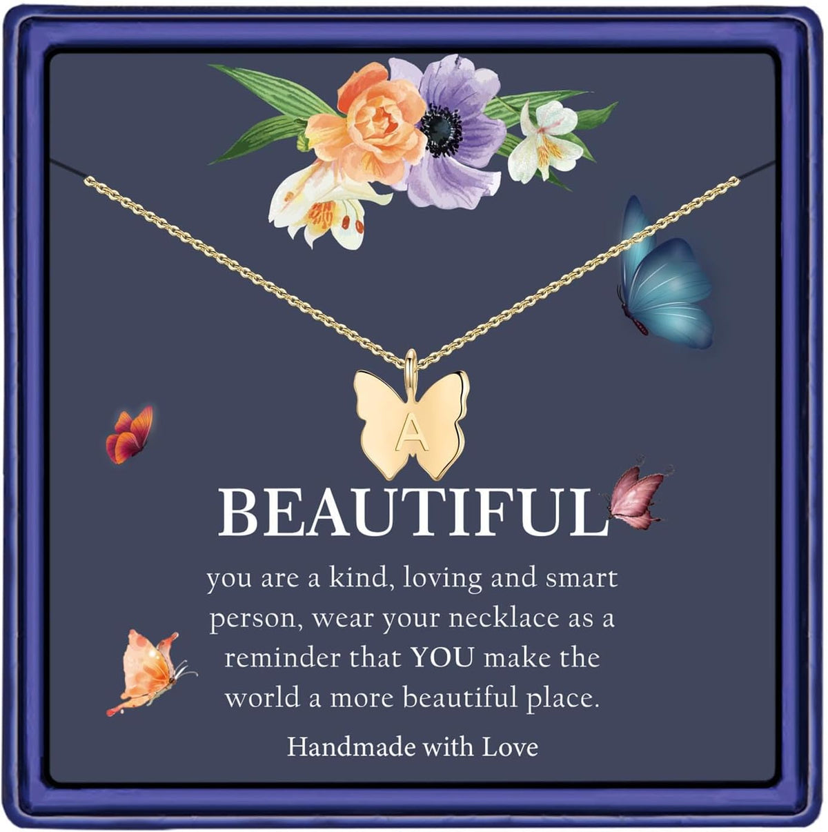 Turandoss Initial Butterfly Necklaces Gifts for Women Girls, Dainty Cute Charm Letter A-Z Butterfly Pendant Trend Summer Jewelry Personalized Birthday Gifts for Women Girls Fashion