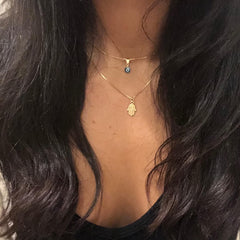 Turandoss 14K Gold Plated Charm Evil Eye Blue Eyes Amulet Pendant Necklace for Women Boho Spiritual Turkish Blue Lucky Protection Jewelry Delicate Evil Eye Birthday Gift for Women