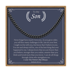 Turandoss Chunky Cuban Link Necklaces Gifts for Son from Mom Dad Dainty Black Cuban Chain Simple Trendy Jewelry Christian Religious Birthday Gifts for Men Tween Preteen Teen Boys
