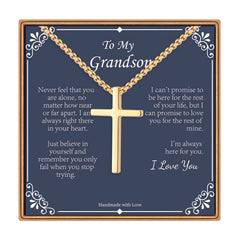 Turandoss Cross Pendant Necklaces Gifts for Son from Mom Dad 14K Gold Plated Dainty Box Chain Trendy Jewelry Fathers Day Religious Christian Gift for Men Dad Son Husband