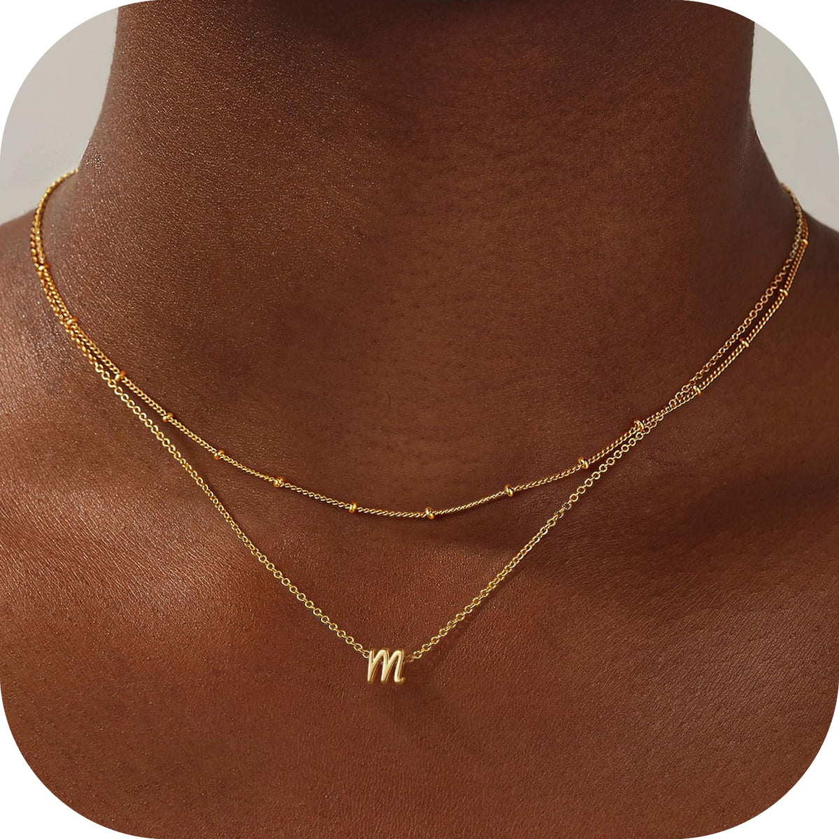 Turandoss 14K Gold Plated Layered Initial Dainty Choker Pendant Necklaces for Women Teen Girls Letter A-Z Jewelry Trendy Personalized Easter Birthday Gifts for Women Girls Her