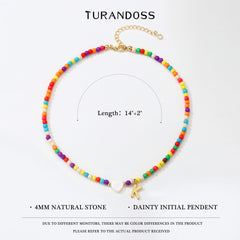 Turandoss 4 5 6 7 8 9 10 11 12 13 14 15 16 Year Old Birthday Gifts for Tween Teen Teenage Girl Gift Idea Colorful Initial Beaded Heart Choker Necklaces for Women Girls Letter A-Z Jewelry