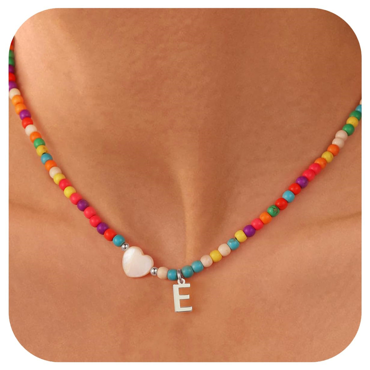 Turandoss 4 5 6 7 8 9 10 11 12 13 14 15 16 Year Old Birthday Gifts for Tween Teen Teenage Girl Gift Idea Colorful Initial Beaded Heart Choker Necklaces for Women Girls Letter A-Z Jewelry