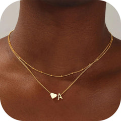 Turandoss 14K Gold Plated Dainty Heart Necklace for Women Layered Bubble Tiny Jewelry Personalized Birthday Teacher Appreciation Mothers Day Graduation Gifts for Her Mom Kids Teen Girls Wife Ideasen
