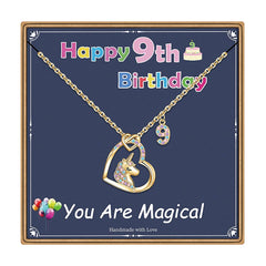 Turandoss 9 Year Old Girl Gifts for Birthday 14K Gold Plated Colorful Cz Heart Pendant Unicorn Necklace Girls Jewelry Birthday Gift for 9 Year Old Girl Unicorn Necklace for Girls Unicorns Gifts
