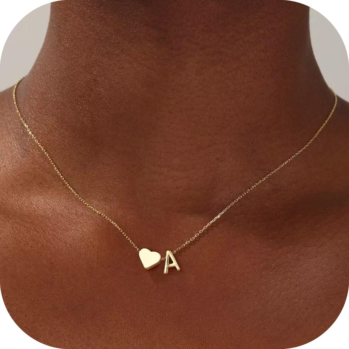 Turandoss 14K Gold Plated Dainty Heart Necklace for Women Bubble Tiny Initial A- Z Jewelry Trend Personalized Birthday Easter Gifts for Her Kid Women Teen Girls