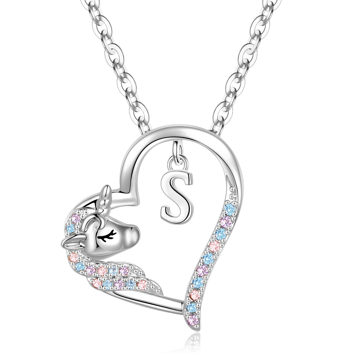 Turandoss 4 5 6 7 8 9 10 11 12 13 14 15 16 Year Old Birthday Gifts for Tween Teen Teenage Girl Gift Idea Colorful Cz Initial A-Z Heart Unicorn Pendant Necklaces for Women Jewelry