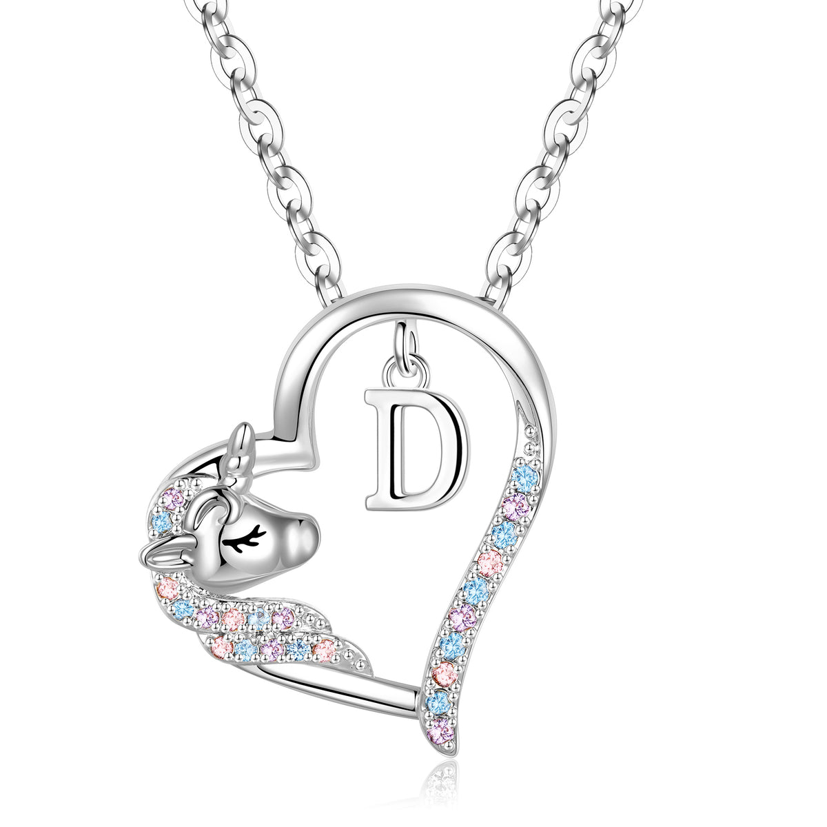 Turandoss 4 5 6 7 8 9 10 11 12 13 14 15 16 Year Old Birthday Gifts for Tween Teen Teenage Girl Gift Idea Colorful Cz Initial A-Z Heart Unicorn Pendant Necklaces for Women Jewelry