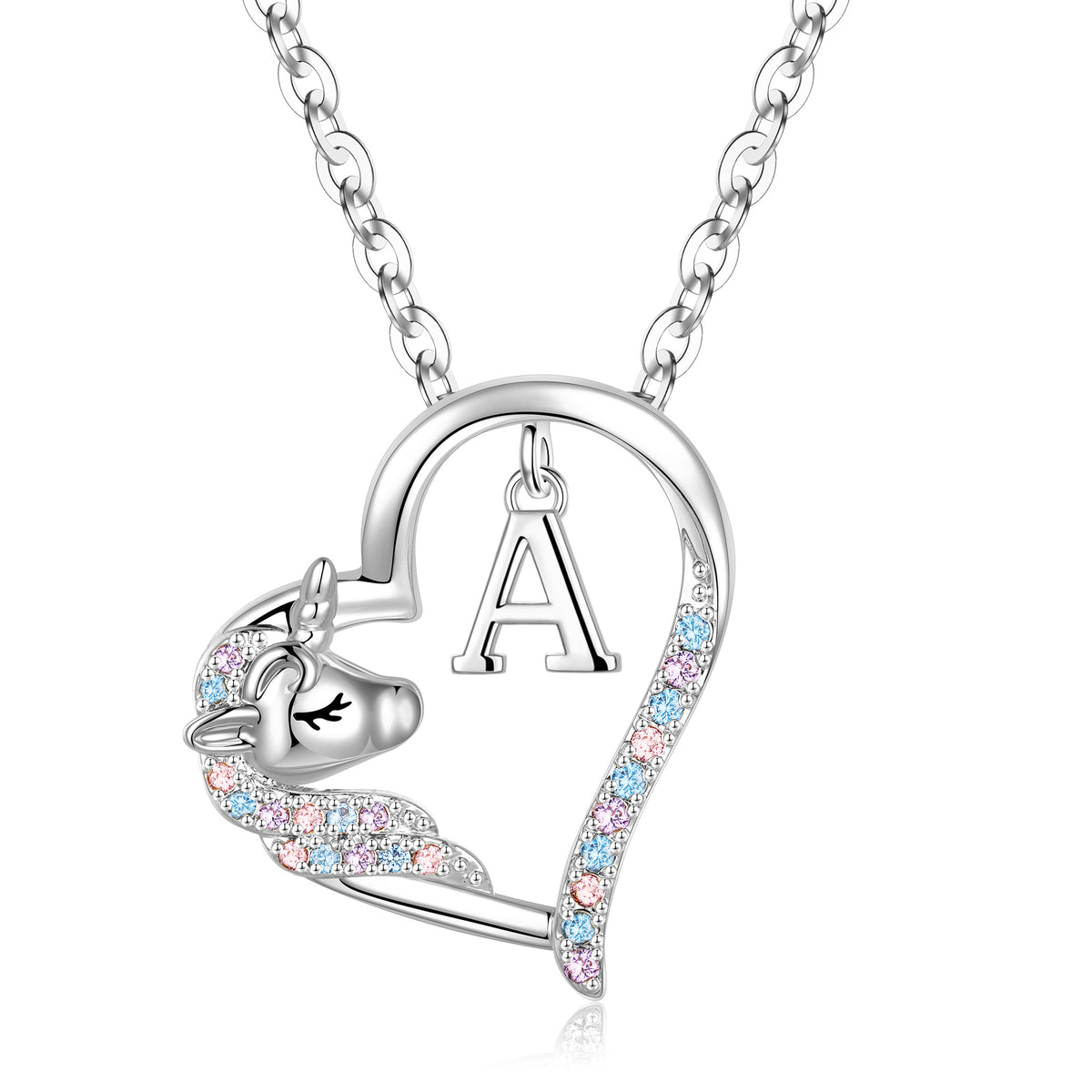 Turandoss Unicorn Gifts for Girls - Cute Heart Initial A Unicorns Necklaces for Little Girl Kids Jewelry, 3 4 5 6 7 8 9 10 11 12 13 14 15 16 Year Old Tween Teen Teenage Girls Birthday Gift