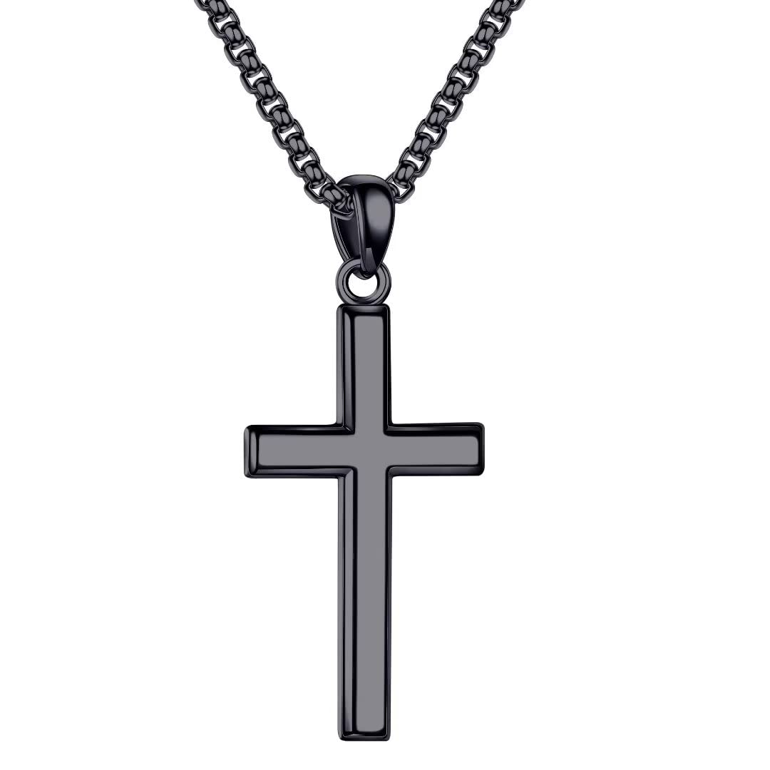 Turandoss 925 Sterling Silver Cross Pendant Necklace for Men Boys 18K Silver Plated 16-30 inch Box Chain Unisex Jewelry Christian Religious Birthday Fathers Day Gifts for Men Women Dad Son