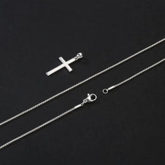 Turandoss 925 Sterling Silver Cross Pendant Necklace for Men Boys 18K Silver Plated 16-30 inch Box Chain Unisex Jewelry Christian Religious Birthday Fathers Day Gifts for Men Women Dad Son
