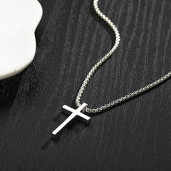 Turandoss S925 Sterling Silver Cross Necklace for Men 18K Silver Plated 22 inch Diamond Cut Chain Mens Jewelry Christian Religious Birthday Gifts for Men Tween Preteen Teen Boys