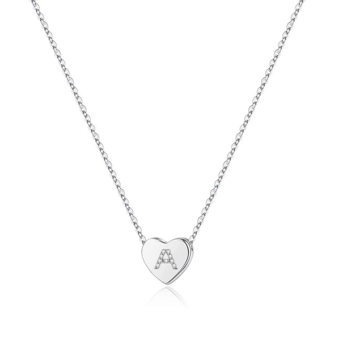 Turandoss 14K White Gold Plated Choker Cz Tiny Heart Name Pendant Necklace for Women Girls Kids Letter A-Z Cute Jewelry Personalized Birthday Gifts Gifts for Women Teen Girls