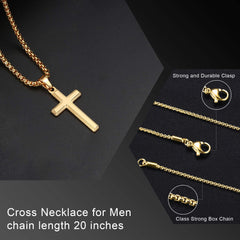 Turandoss Cross Necklaces Gifts for Boyfriend 14K White Gold Plated Dainty Box Chain Trendy Jewelry Birthday Anniversary Valentines Day Gifts for Men Boy Husband Boyfriend