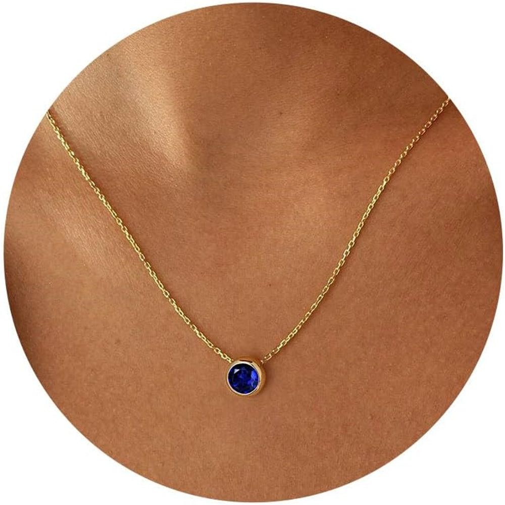 Turandoss Tanzanite Birthstone Necklace for Women Girls, 14K Gold Plated Dainty December Birthstone Necklace for Women Personalized Birthday Christmas Gifts for Women Girls
