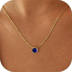 Turandoss Tanzanite Birthstone Necklace for Women Girls 14K Gold Plated Dainty December Birthstone Necklace for Women Personalized Mothers Day Birthday Gifts for Women Girls