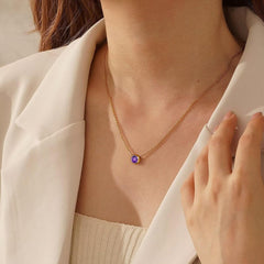 Turandoss Tanzanite Birthstone Necklace for Women Girls, 14K Gold Plated Dainty December Birthstone Necklace for Women Personalized Birthday Christmas Gifts for Women Girls