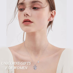 Turandoss Heart Unicorn Initial Necklace for Girls 14K White Plated Colorful CZ Letter a-z Pendant Personalized Kids Jewelry Valentines Day Birthday Gifts for Women Teen Girls