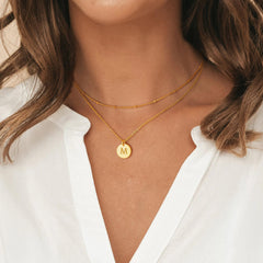 Turandoss 14K Gold Plated Coin Initial Layered Bar Pendant Y-Necklaces for Women Letter A-Z Jewelry Personalized Easter Birthday Gifts Gifts for Women Girls