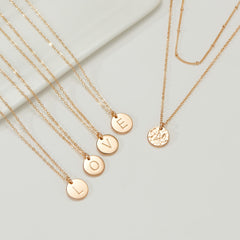 Turandoss 14K Gold Plated Coin Initial Layered Bar Pendant Y-Necklaces for Women Letter A-Z Jewelry Personalized Birthday Gifts Gifts for Women Girls